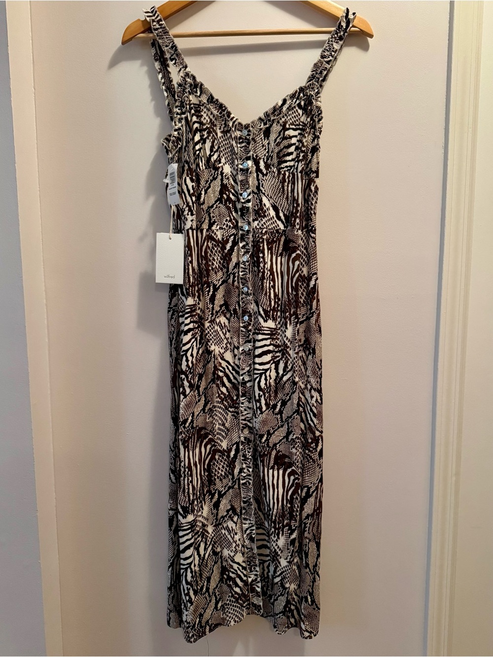 Aritzia Wilfred Heartthrob Dress NWT Giselle Black Animal Print Bustier Size 4
